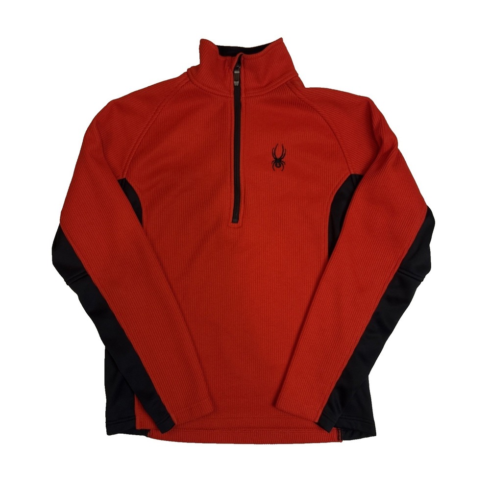 Spyder Core Sweater Thermal Fleece Waffle Knit Red Long Sleeve Mens Size Small